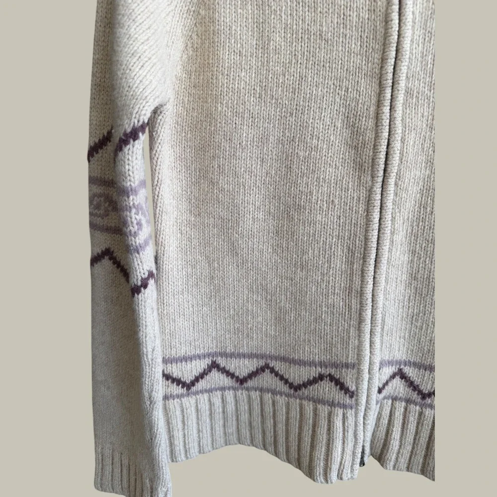 Horny Toad Wool Blend Full Zip Mock Neck Sweater Cream Nordic Small - Picture 5 of 5